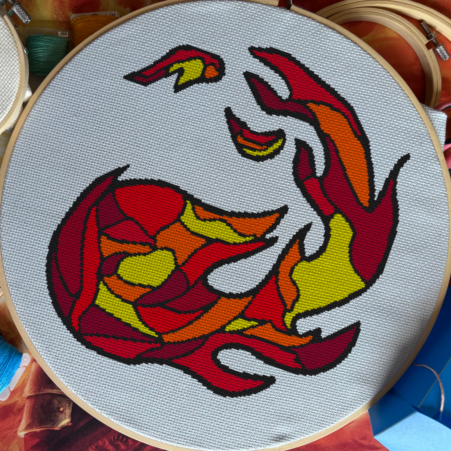 DIGITAL - Red Mana Symbol Cross Stitch Pattern