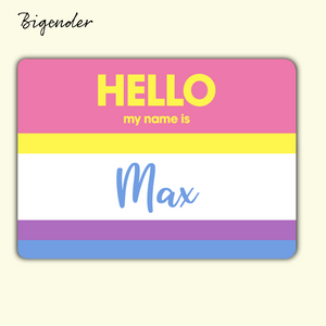 Hello My Name Is Max - Custom Personalized Bigender Flag Sticker