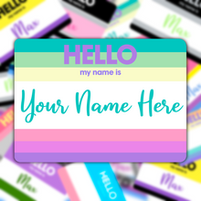 Load image into Gallery viewer, Hello My Name Is Max - Custom Personalized Genderfae/Genderfaer Flag Sticker
