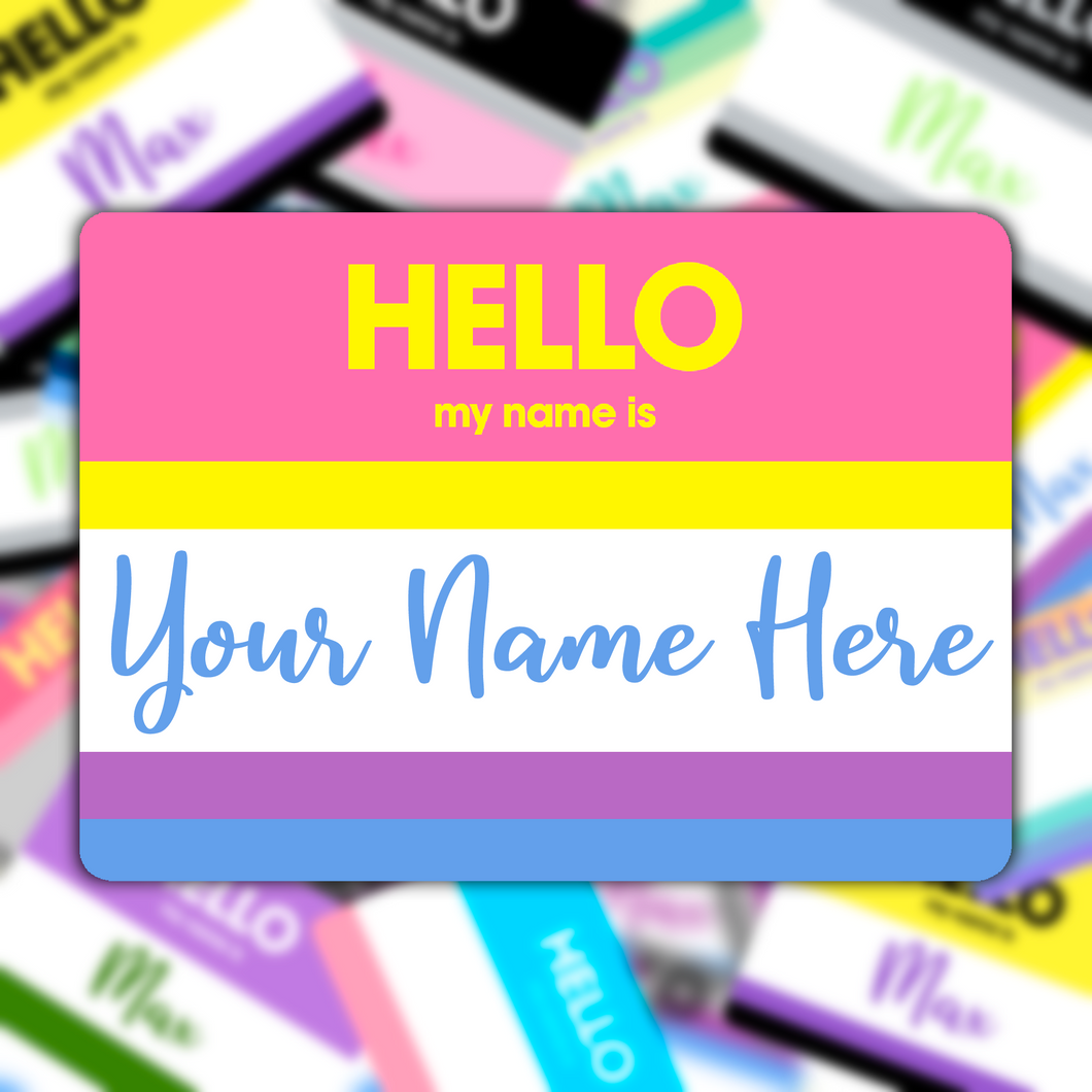 Hello My Name Is Max - Custom Personalized Bigender Flag Sticker